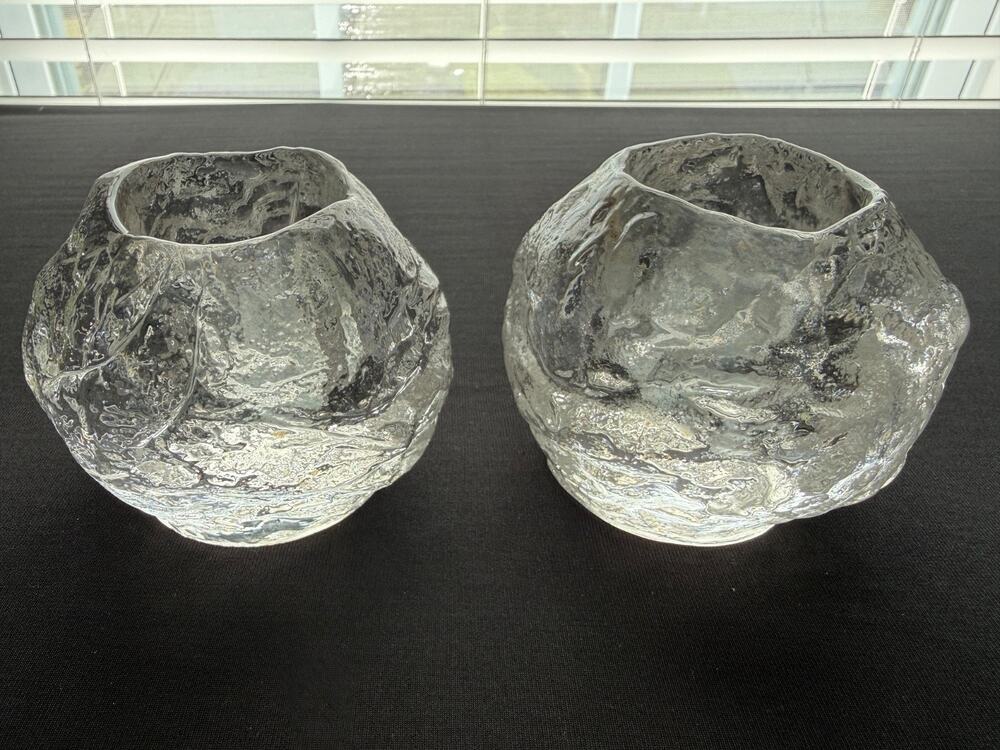 Vintage Kosta Boda Crystal Snowball Candle Votive